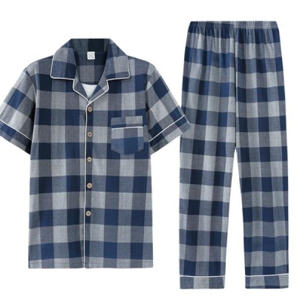 Pyjama d'été en coton à manches courtes pour homme