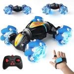 Voiture cascadeuse 4x4 double face – RC + geste, LED & musique