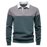 VITATA – Sweat-Shirt Homme Col Polo, Manches Longues (Gris clair)