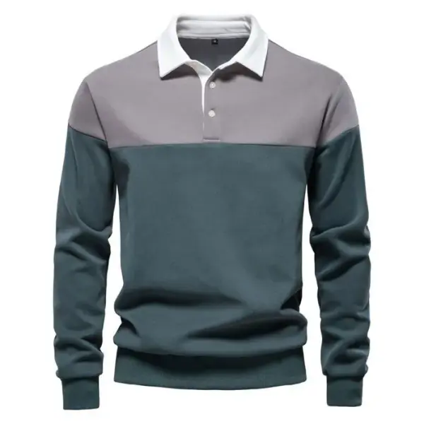 VITATA – Sweat-Shirt Homme Col Polo, Manches Longues (Gris clair)